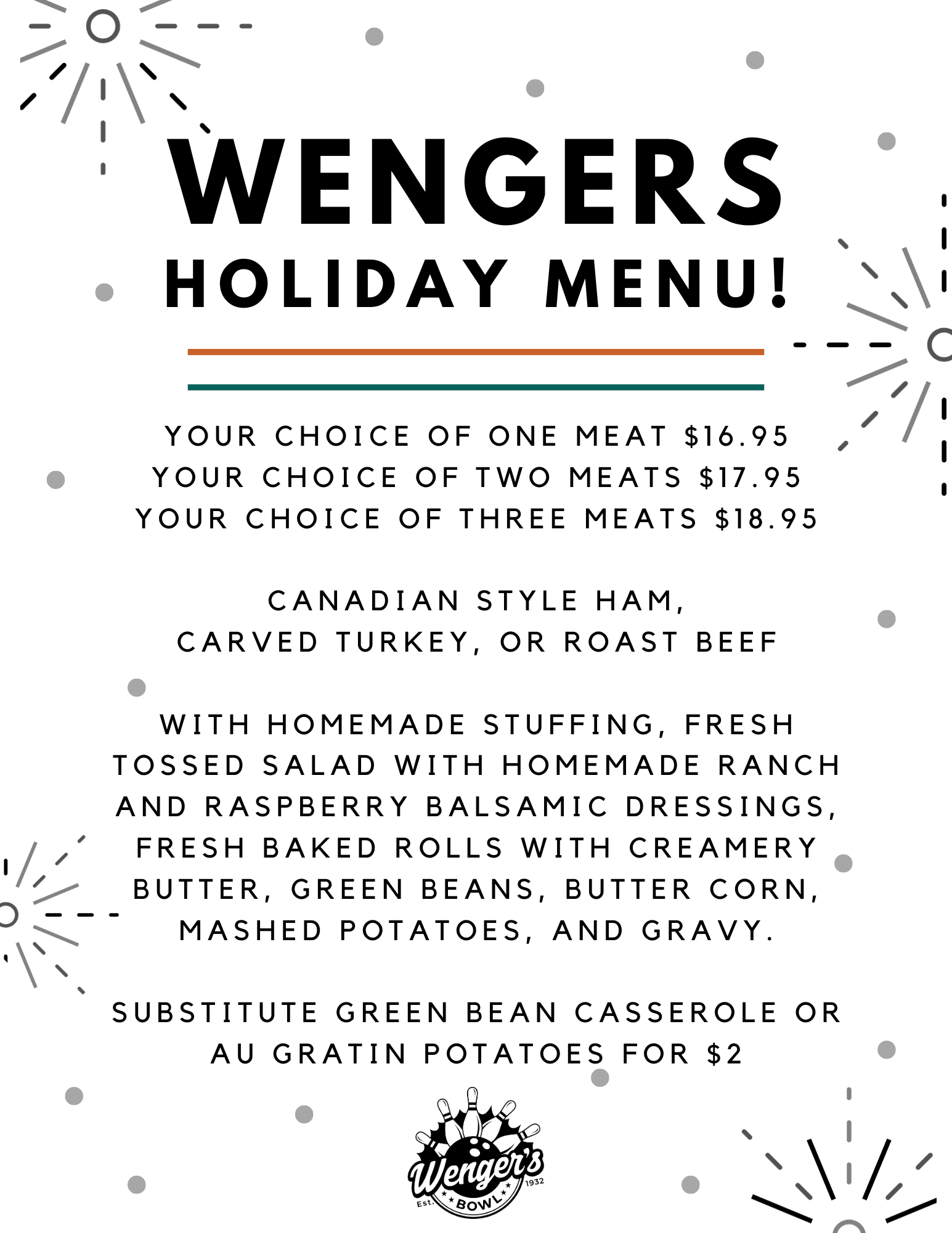 wengers - Holiday Menu